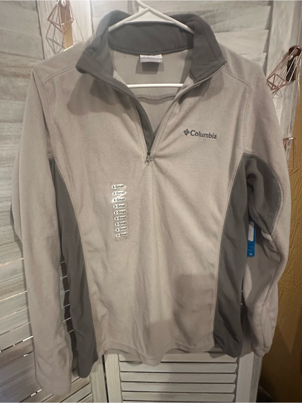 Columbia Women's Two-Tone Light Gray and Dark Gray Fleece Quarter-Zip